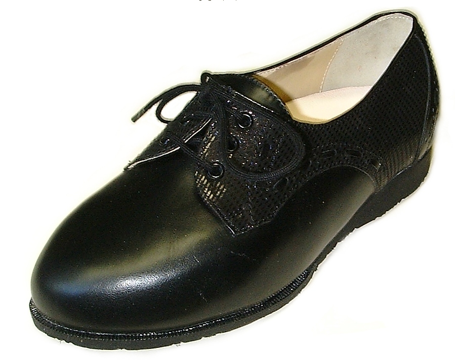 Orthopdischer Maschuh; Damenhalbschuh, schwarz Krokolack